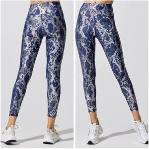 Carbon38 Metallic Snake High Rise Legging - Navy / Silver Medium